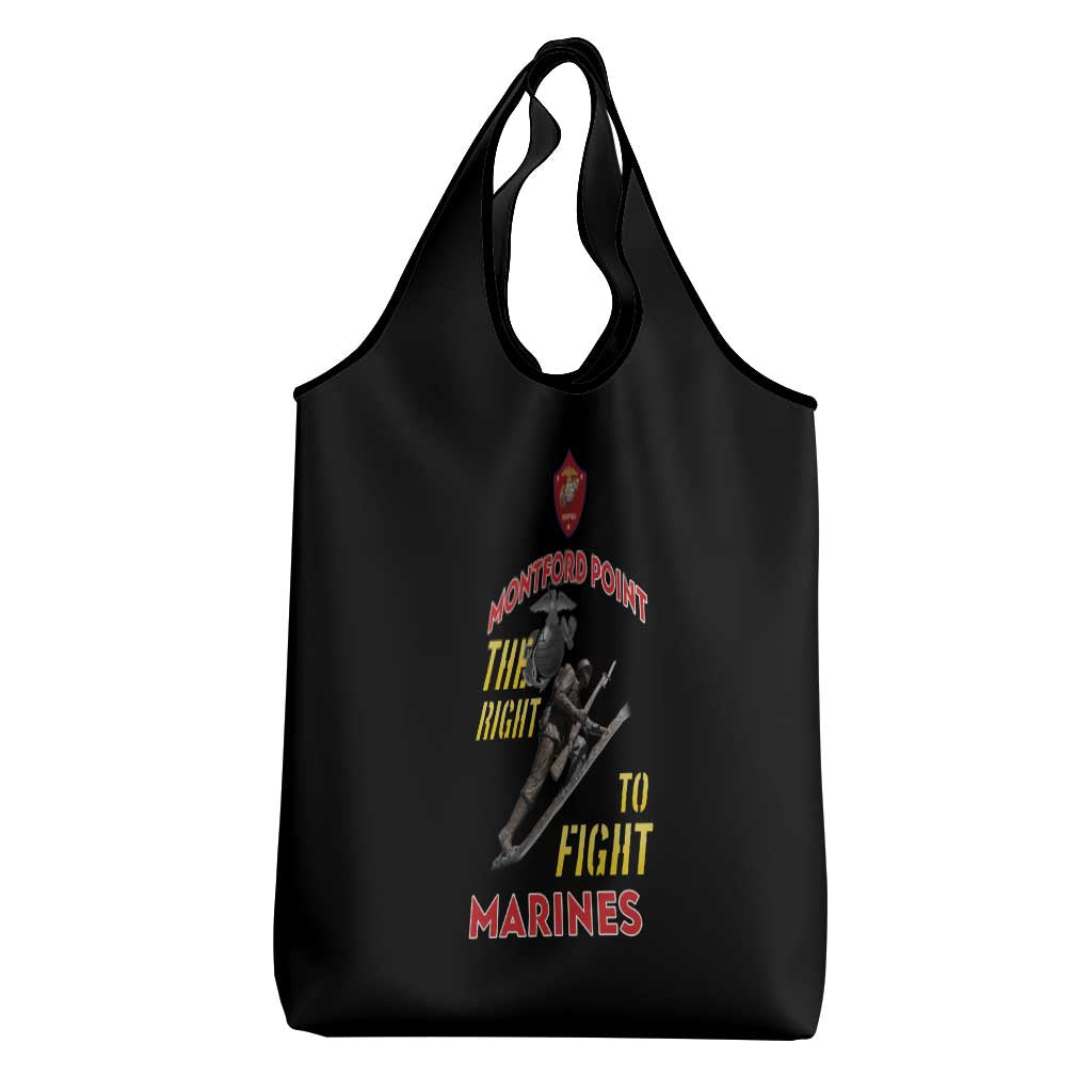 African American Heroes Grocery Bag Montford Point Marines - Black - African Pride