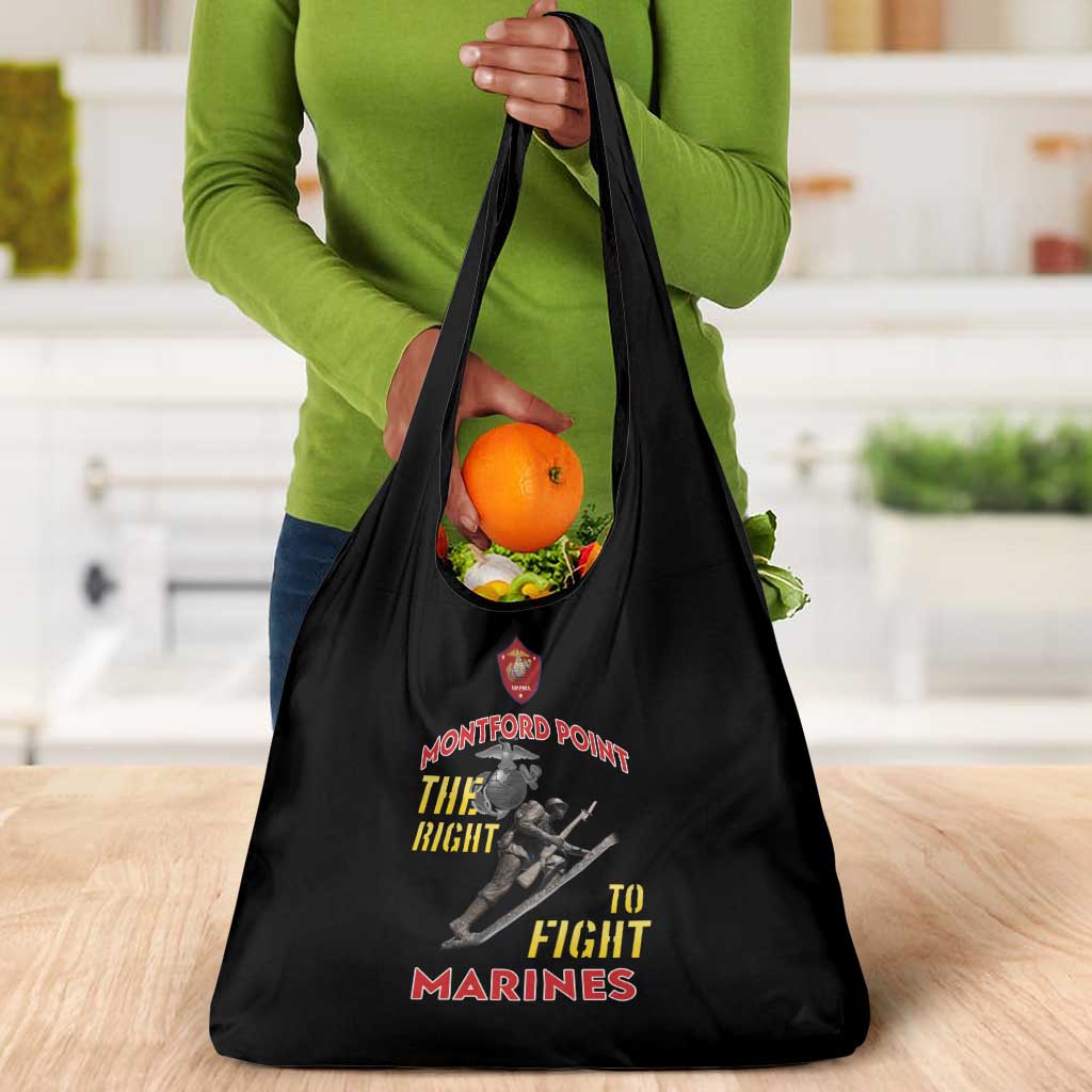 African American Heroes Grocery Bag Montford Point Marines - Black - African Pride