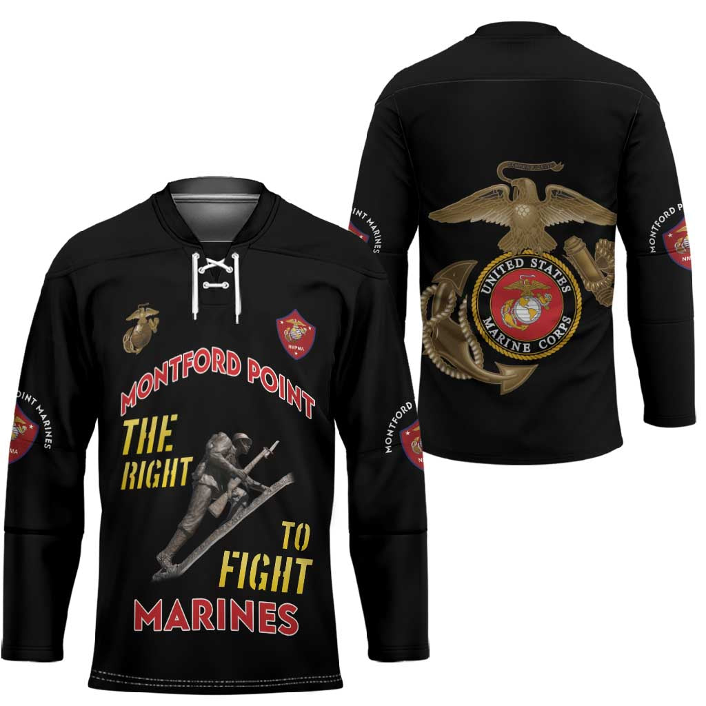 Montford Point Marines Hockey Jersey The Right To Fight - Black