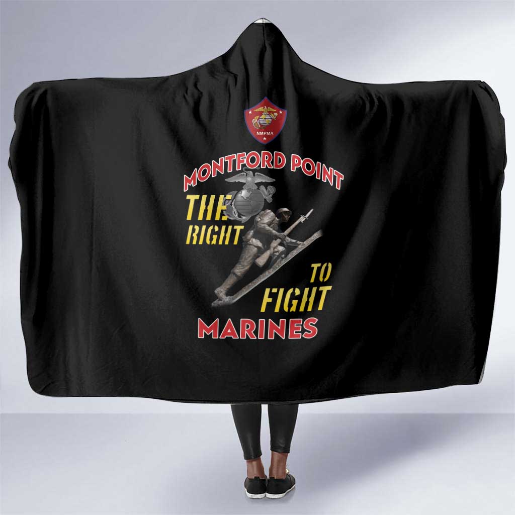 African American Heroes Hooded Blanket Montford Point Marines - Black - African Pride