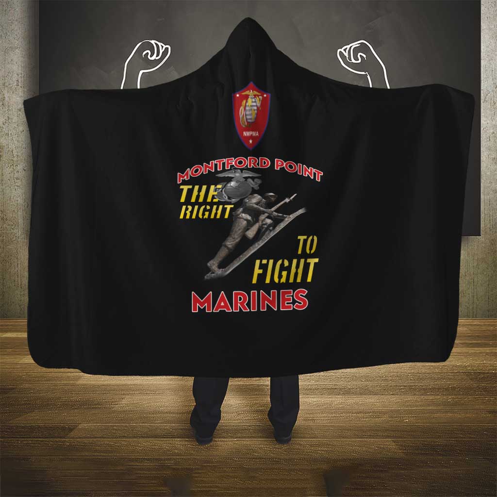 African American Heroes Hooded Blanket Montford Point Marines - Black - African Pride