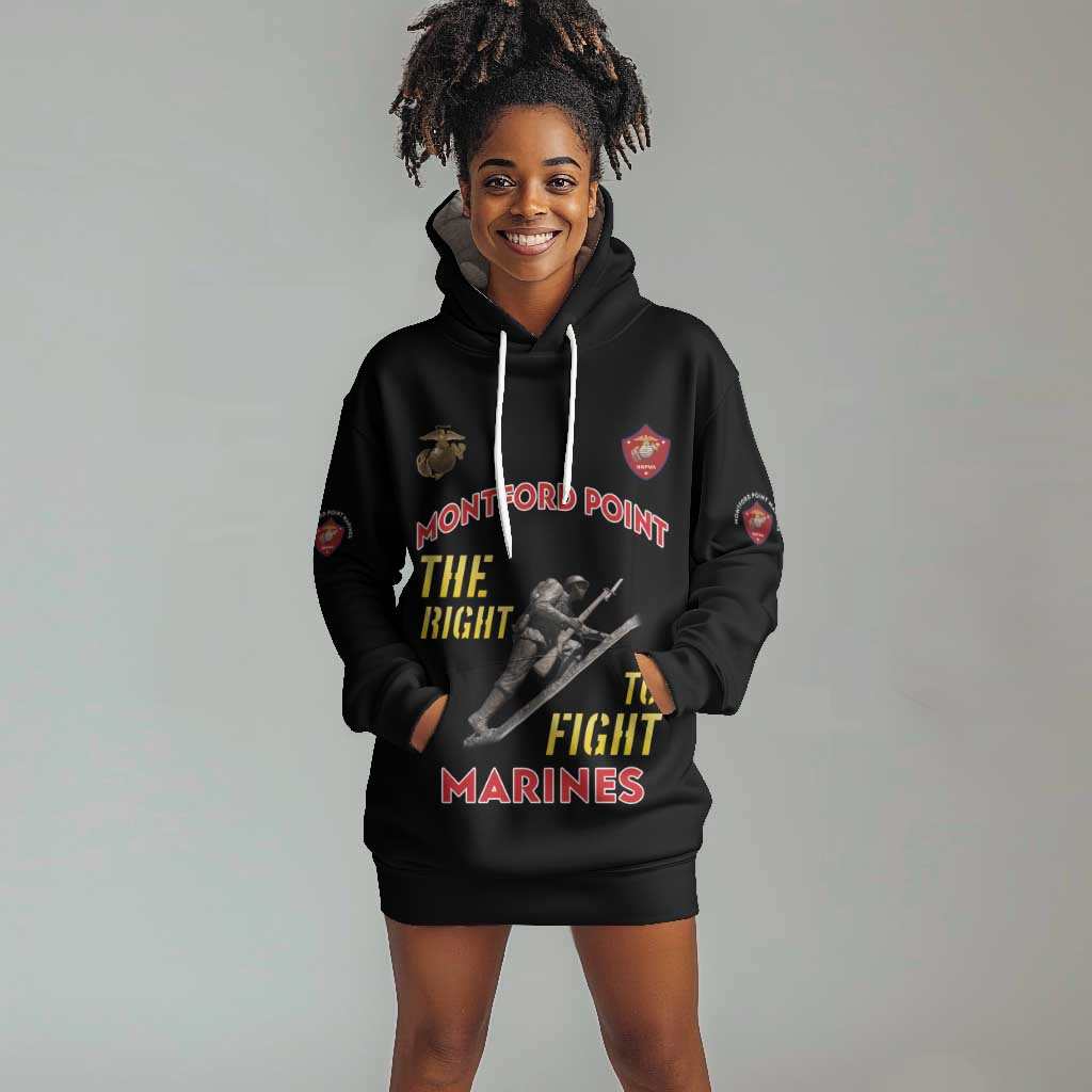 African American Heroes Hoodie Dress Montford Point Marines - Black - African Pride