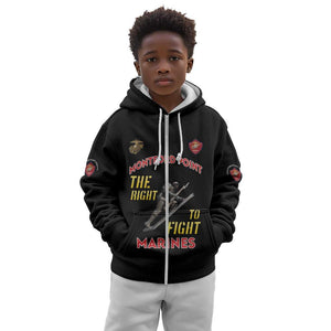 African American Heroes Kid Hoodie Montford Point Marines - Black - African Pride
