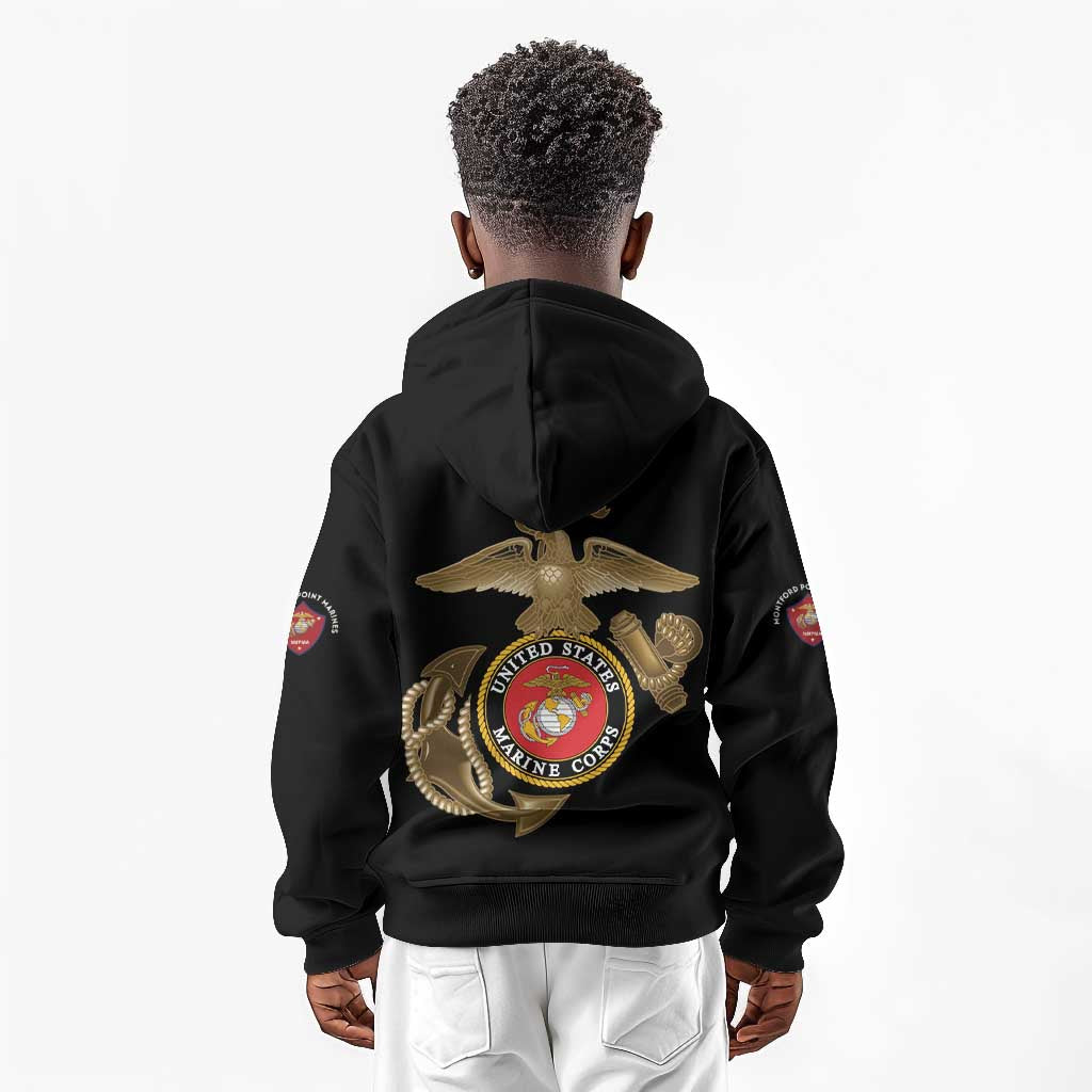 African American Heroes Kid Hoodie Montford Point Marines - Black - African Pride