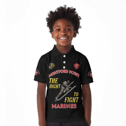 African American Heroes Kid Polo Shirt Montford Point Marines - Black - African Pride