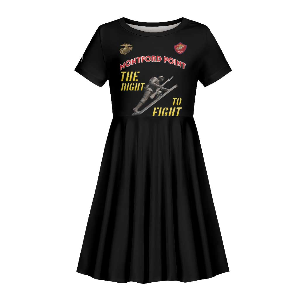 African American Heroes Kid Short Sleeve Dress Montford Point Marines - Black - African Pride