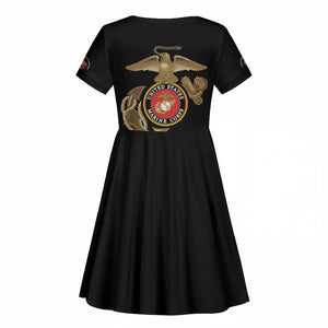 African American Heroes Kid Short Sleeve Dress Montford Point Marines - Black - African Pride