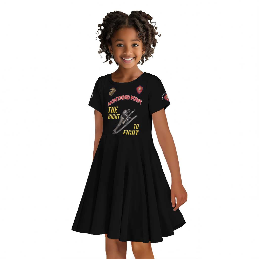 African American Heroes Kid Short Sleeve Dress Montford Point Marines - Black - African Pride