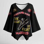 Montford Point Marines Kimono Sleeve Blouse The Right To Fight - Black