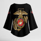 Montford Point Marines Kimono Sleeve Blouse The Right To Fight - Black
