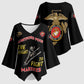 Montford Point Marines Kimono Sleeve Blouse The Right To Fight - Black