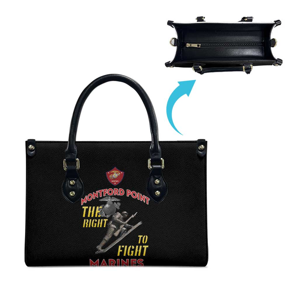 Montford Point Marines Leather Bag The Right To Fight - Black