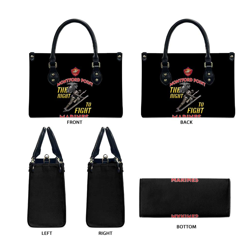 Montford Point Marines Leather Bag The Right To Fight - Black