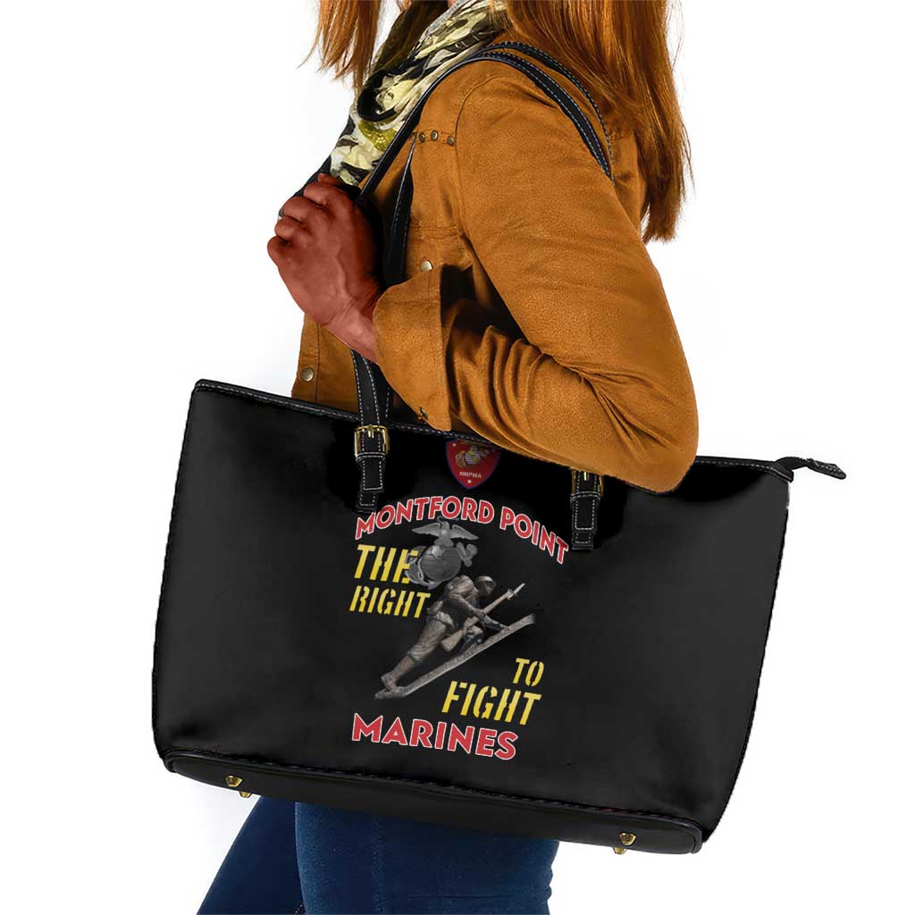 African American Heroes Leather Tote Bag Montford Point Marines - Black - African Pride