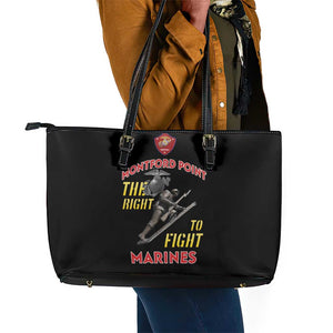 African American Heroes Leather Tote Bag Montford Point Marines - Black - African Pride