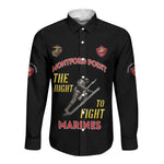 African American Heroes Long Sleeve Button Shirt Montford Point Marines - Black - African Pride
