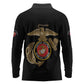 African American Heroes Long Sleeve Polo Shirt Montford Point Marines - Black - African Pride