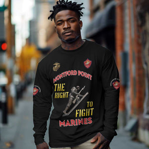 African American Heroes Long Sleeve Shirt Montford Point Marines - Black - African Pride