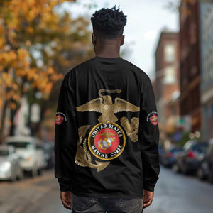 African American Heroes Long Sleeve Shirt Montford Point Marines - Black - African Pride