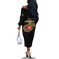 African American Heroes Off The Shoulder Long Sleeve Dress Montford Point Marines - Black - African Pride
