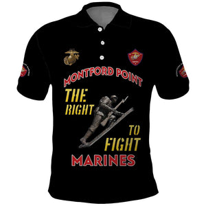 African American Heroes Polo Shirt Montford Point Marines - Black - African Pride