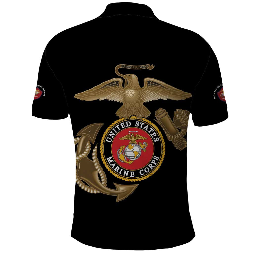 African American Heroes Polo Shirt Montford Point Marines - Black - African Pride