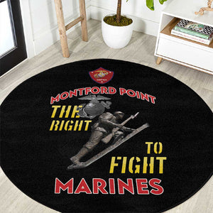 African American Heroes Round Carpet Montford Point Marines - Black - African Pride
