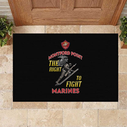 African American Heroes Rubber Doormat Montford Point Marines - Black - African Pride