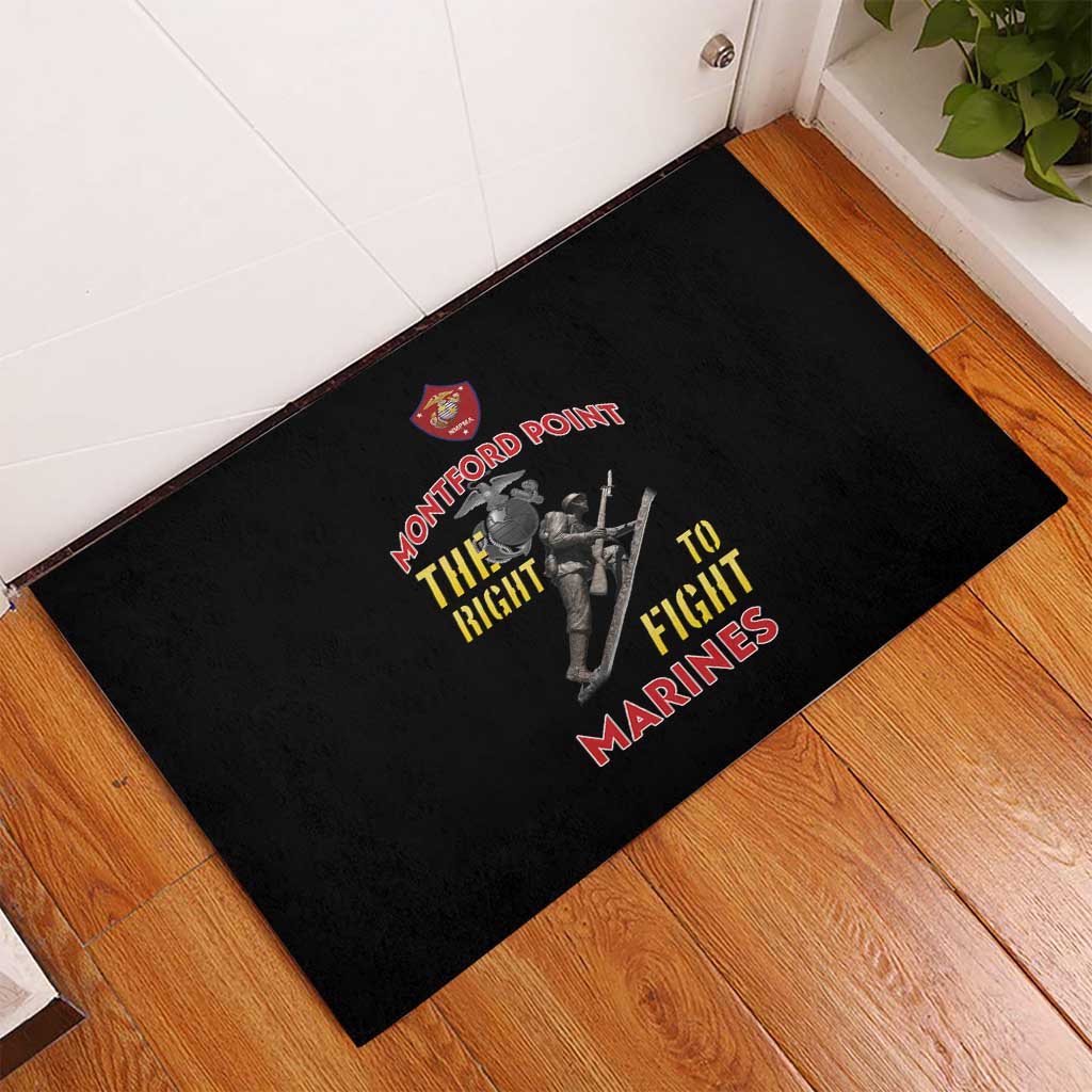 African American Heroes Rubber Doormat Montford Point Marines - Black - African Pride