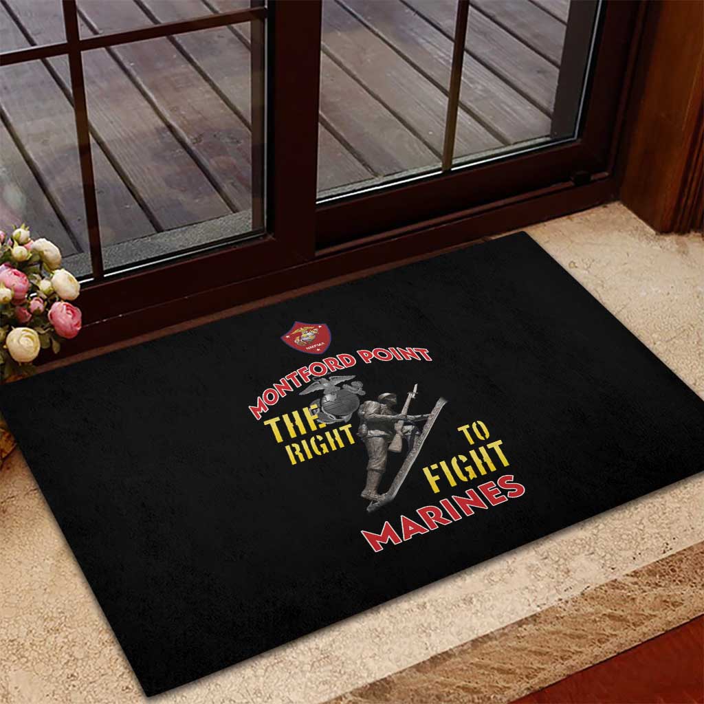 African American Heroes Rubber Doormat Montford Point Marines - Black - African Pride