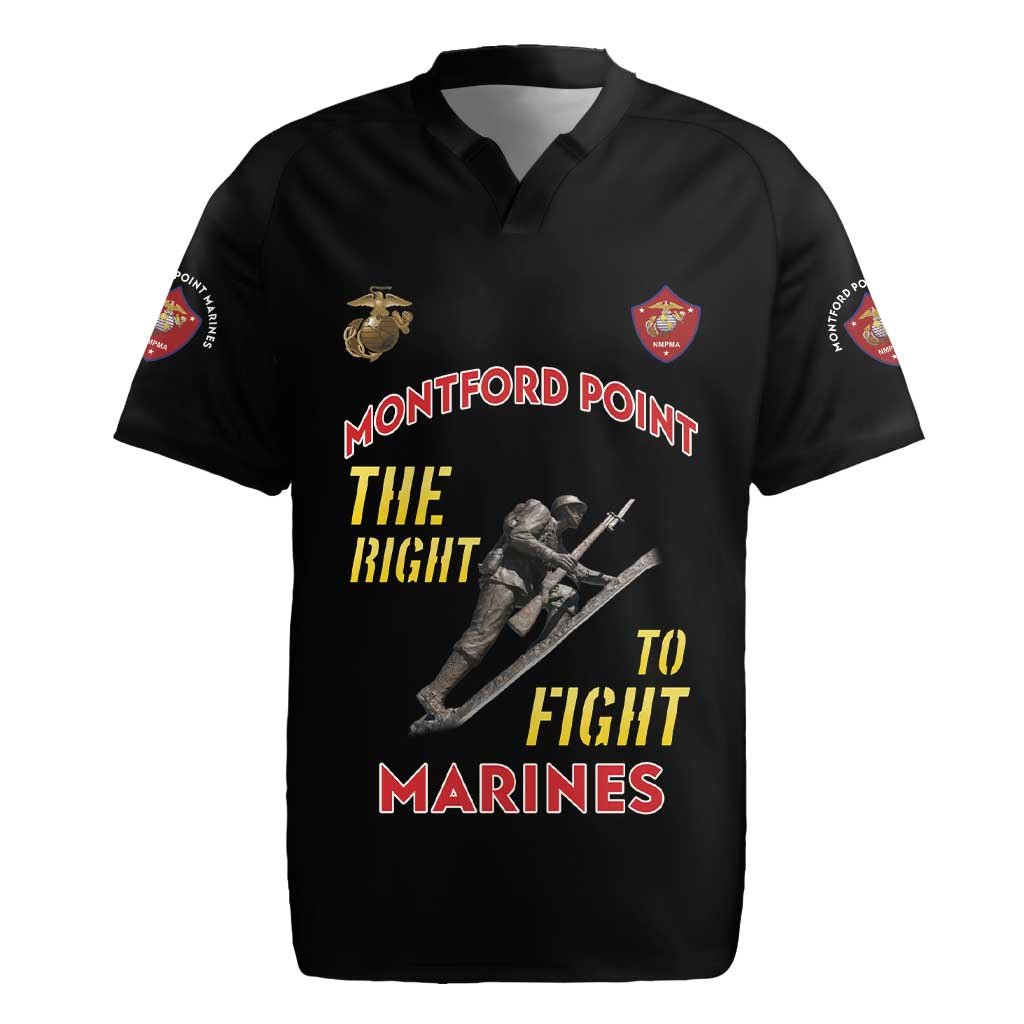 African American Heroes Rugby Jersey Montford Point Marines - Black - African Pride
