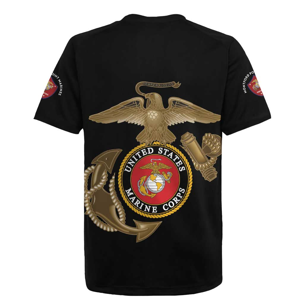 African American Heroes Rugby Jersey Montford Point Marines - Black - African Pride