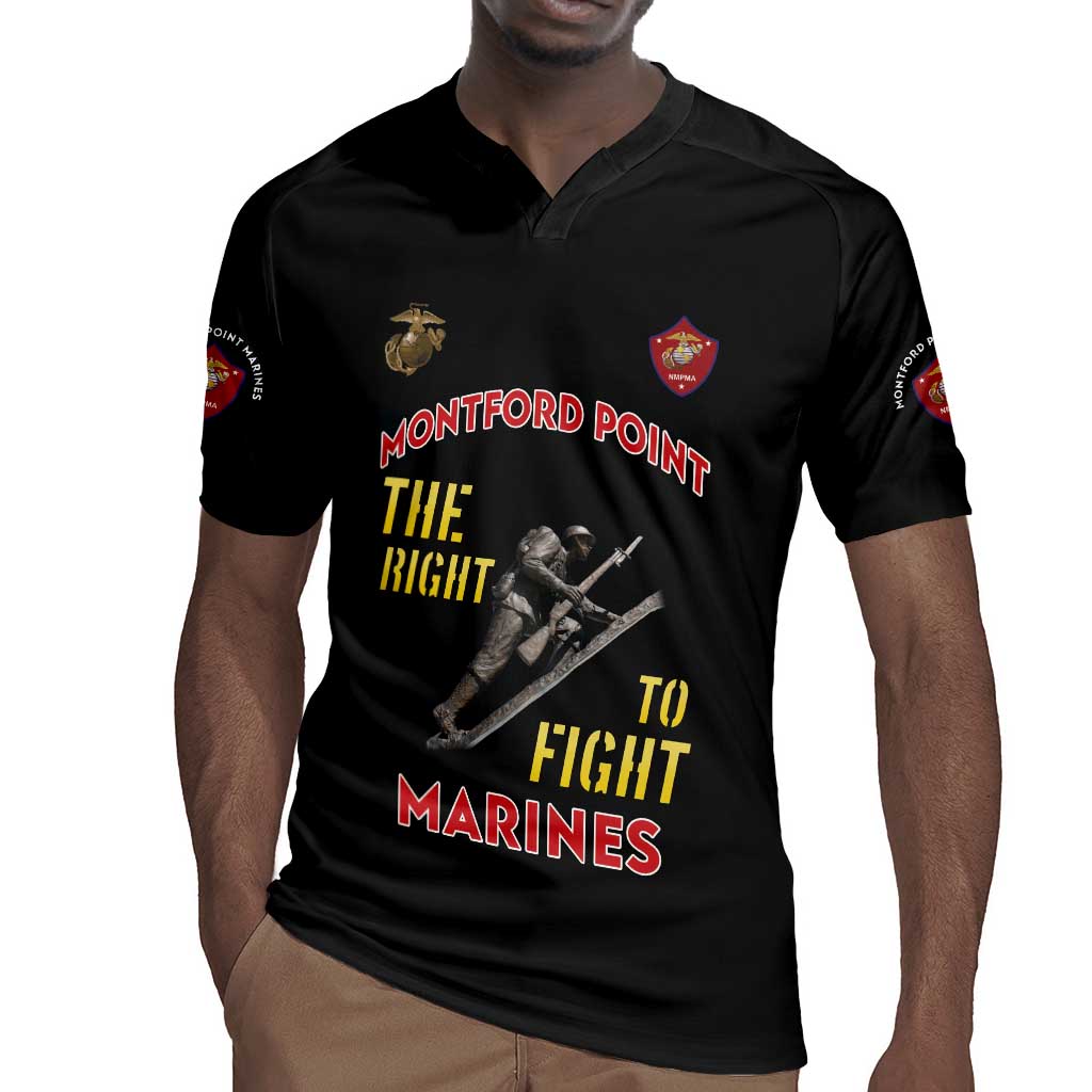 African American Heroes Rugby Jersey Montford Point Marines - Black - African Pride