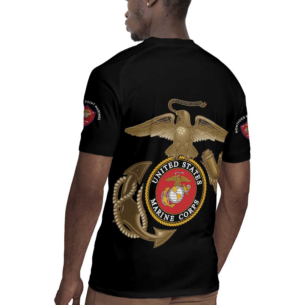African American Heroes Rugby Jersey Montford Point Marines - Black - African Pride