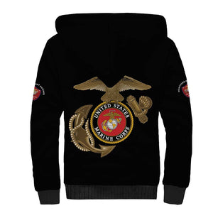 African American Heroes Sherpa Hoodie Montford Point Marines - Black - African Pride
