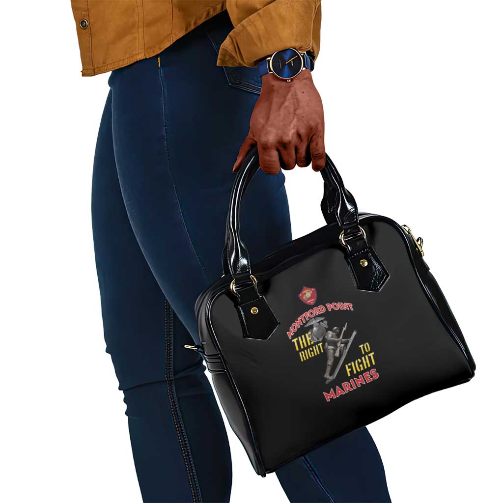 African American Heroes Shoulder Handbag Montford Point Marines - Black - African Pride