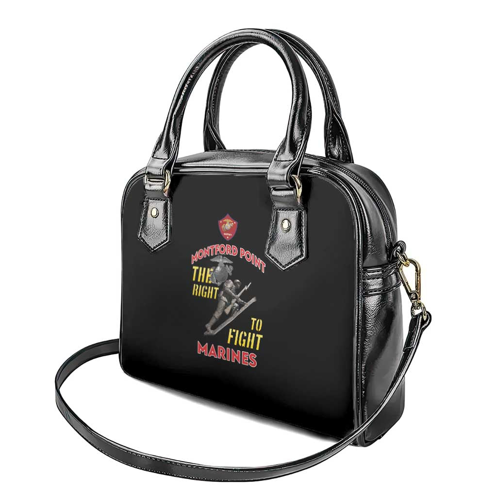 African American Heroes Shoulder Handbag Montford Point Marines - Black - African Pride