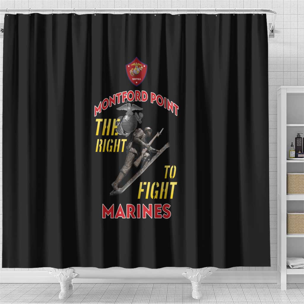 African American Heroes Shower Curtain Montford Point Marines - Black - African Pride