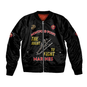 African American Heroes Sleeve Zip Bomber Jacket Montford Point Marines - Black - African Pride
