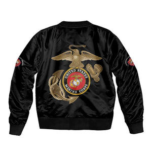 African American Heroes Sleeve Zip Bomber Jacket Montford Point Marines - Black - African Pride