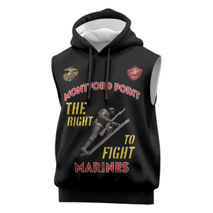 African American Heroes Sleeveless Hoodie Montford Point Marines - Black - African Pride