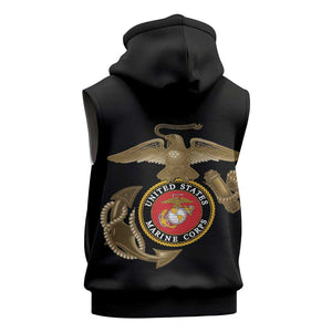 African American Heroes Sleeveless Hoodie Montford Point Marines - Black - African Pride