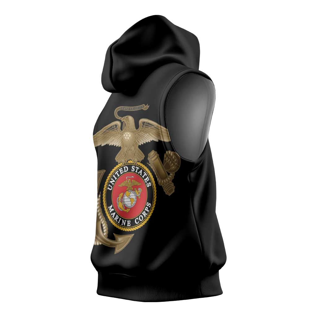 African American Heroes Sleeveless Hoodie Montford Point Marines - Black - African Pride