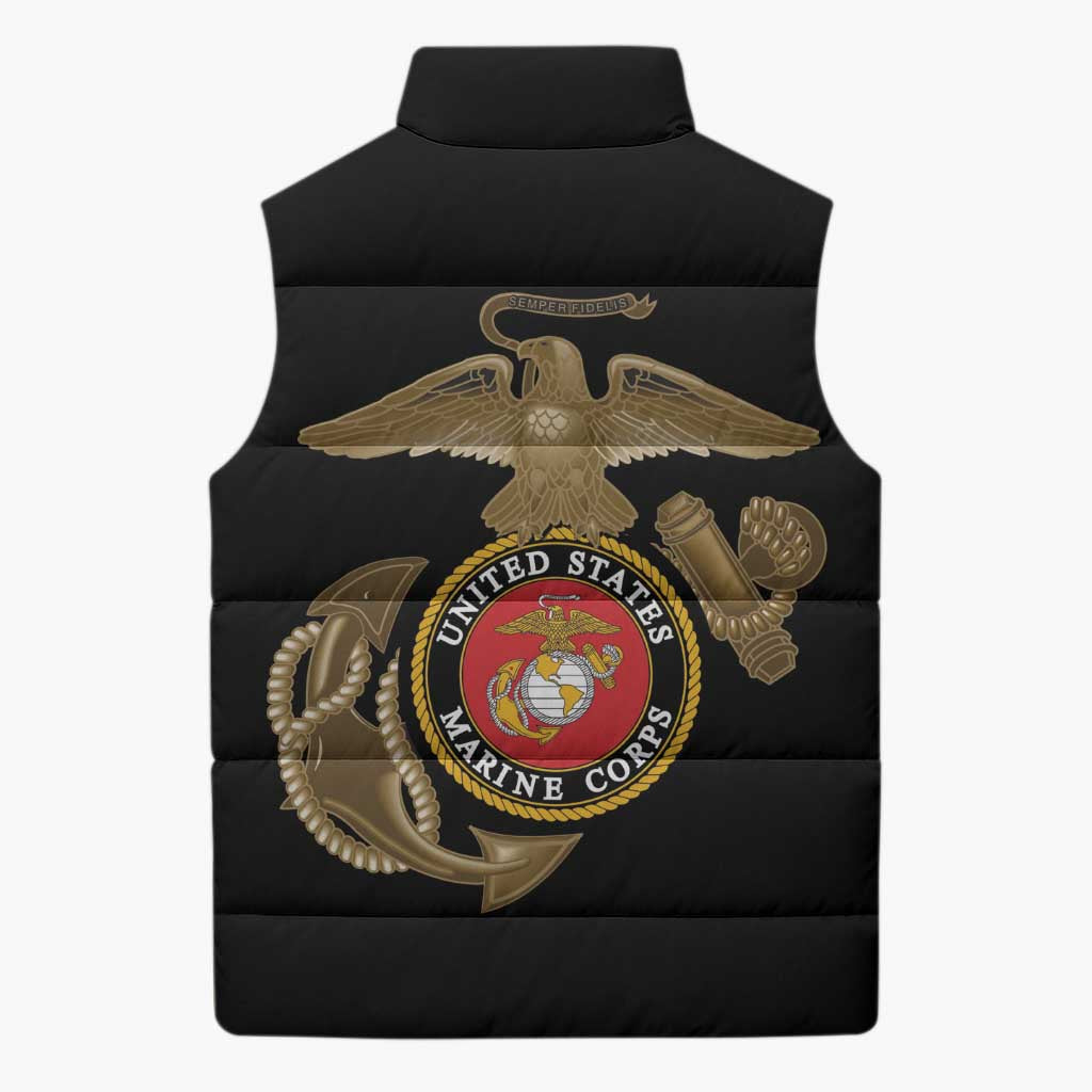 Montford Point Marines Sleeveless Puffer Jacket The Right To Fight - Black
