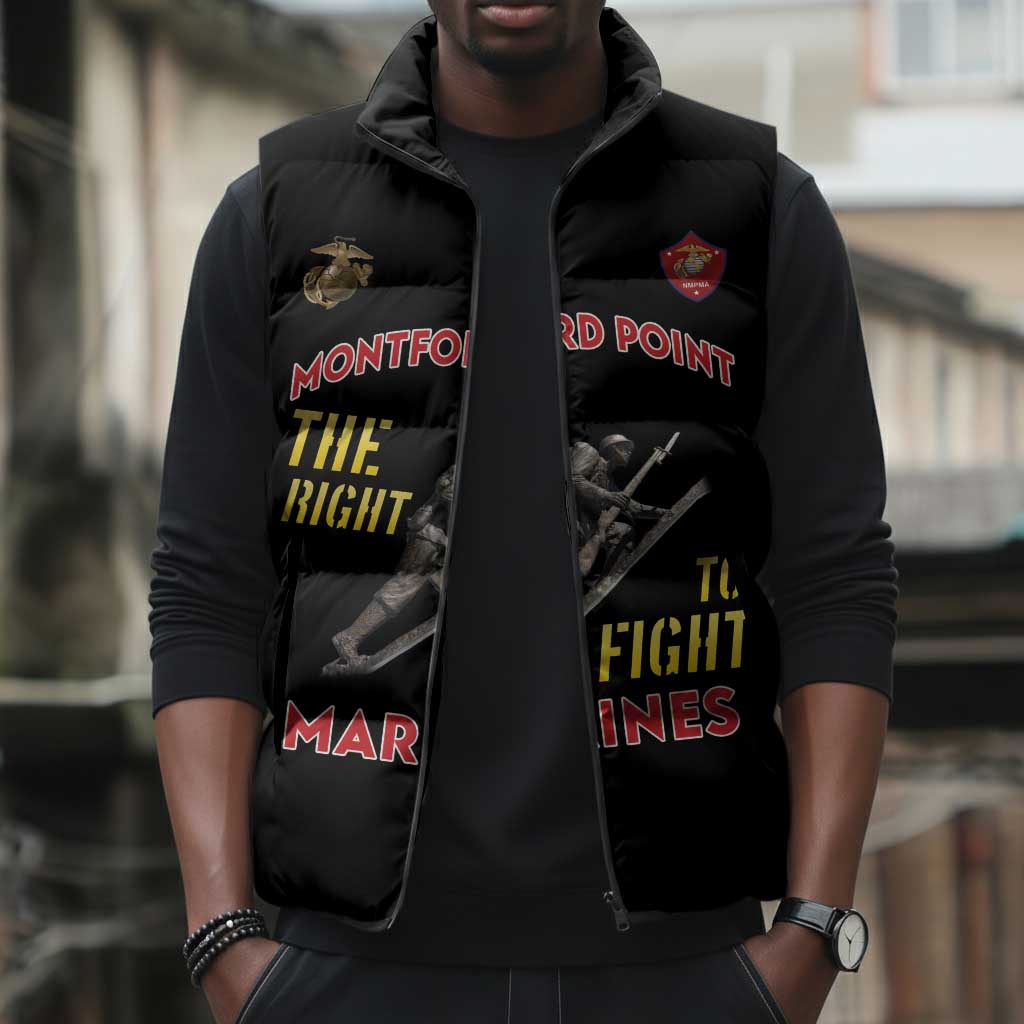 Montford Point Marines Sleeveless Puffer Jacket The Right To Fight - Black