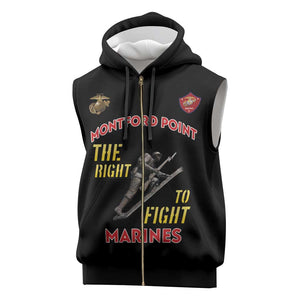 African American Heroes Sleeveless Zip Hoodie Montford Point Marines - Black - African Pride