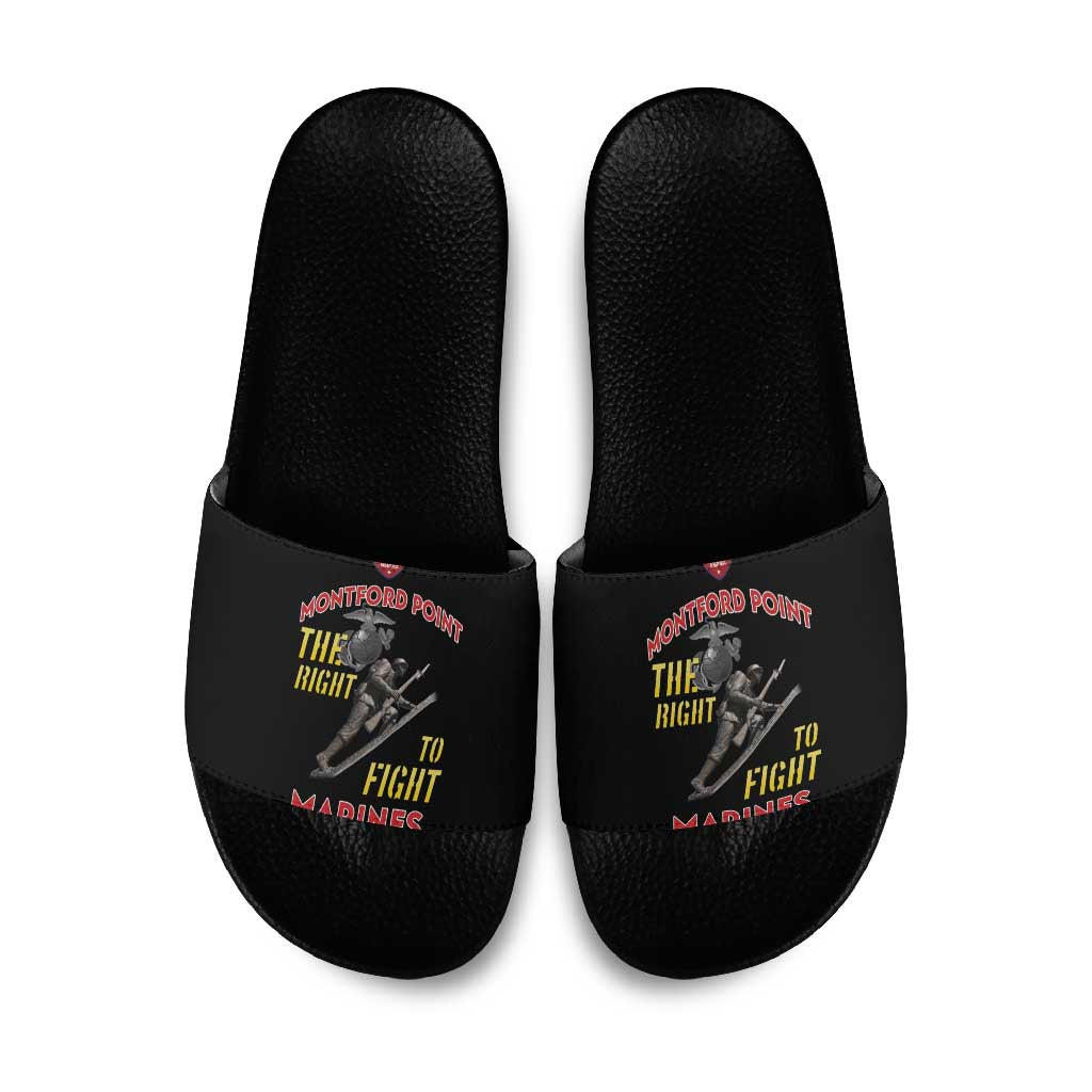 Montford Point Marines Slide Sandals The Right To Fight - Black