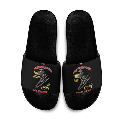 Montford Point Marines Slide Sandals The Right To Fight - Black