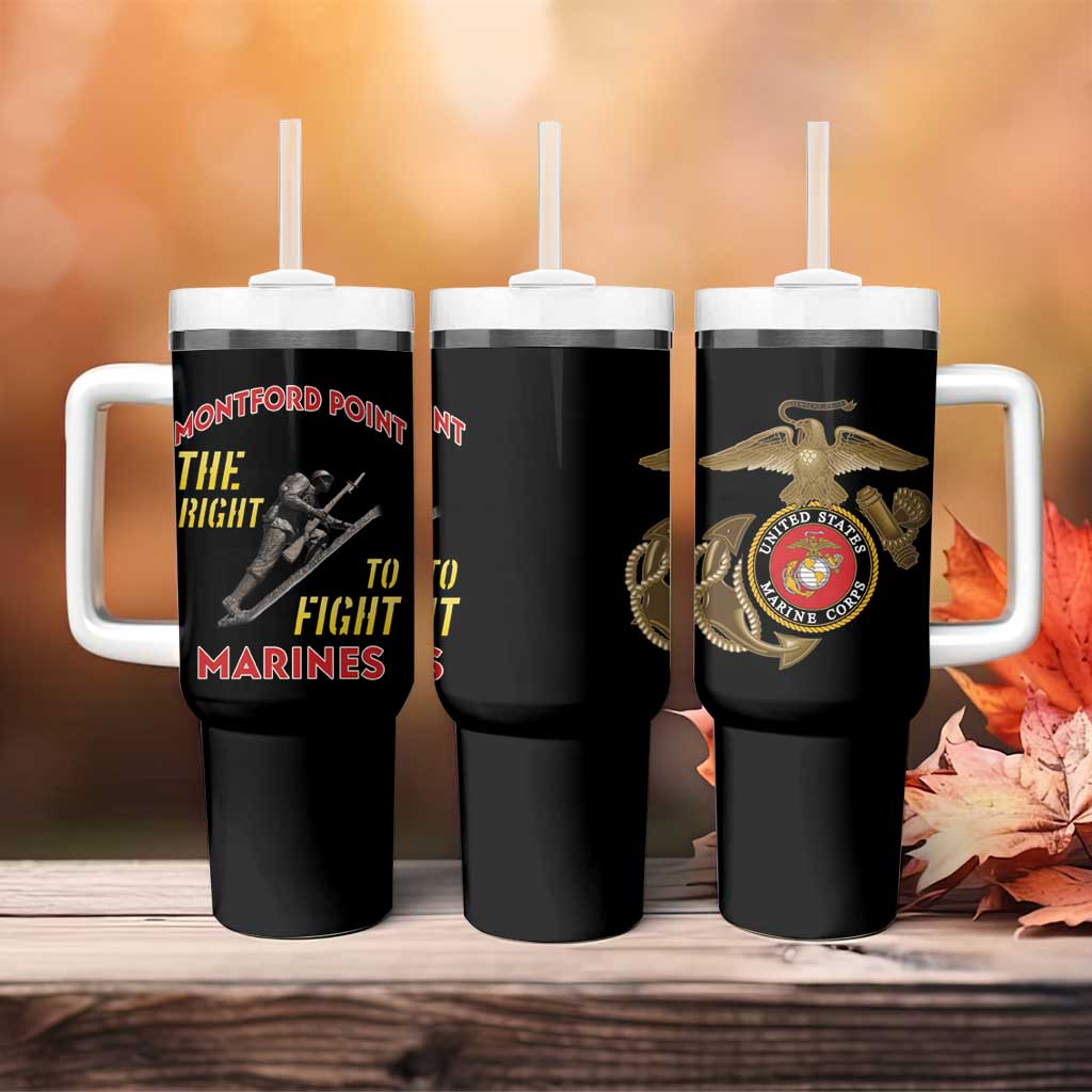 African American Heroes Tumbler With Handle Montford Point Marines - Black - African Pride