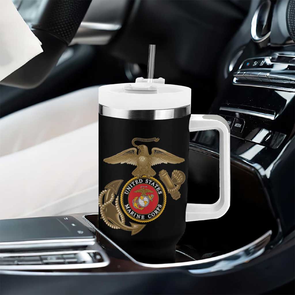 African American Heroes Tumbler With Handle Montford Point Marines - Black - African Pride